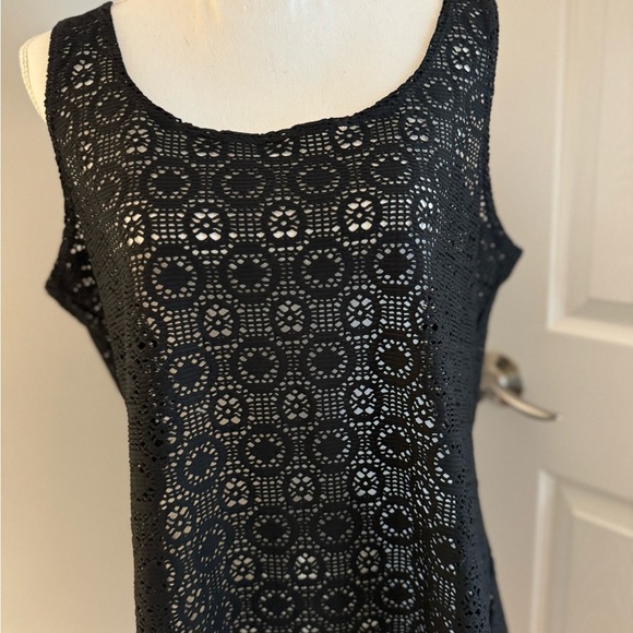 Islander Black Open Knit Sleeveless Cover Up X-Large - Picture 2 of 8